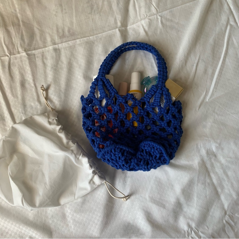 ୨୧ ･ﾟ✧ SOLD Cider Blue Crotchet Knit Mini Bag - Picture 2 of 7